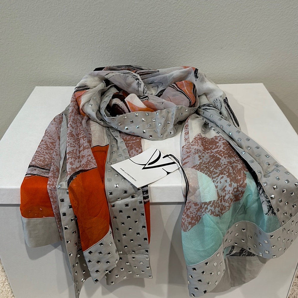 Diane von Furstenberg embellished silk scarf